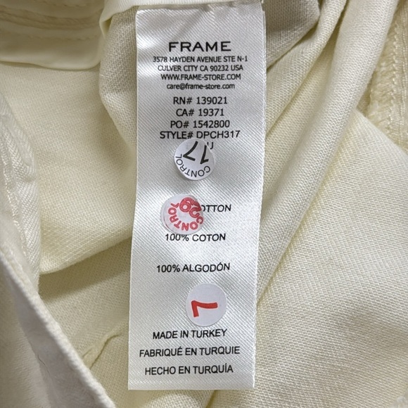 FRAME NWT Ecru Ivory High Waist Wide Leg Denim Pleated Front Chino Pants - Picture 10 of 12